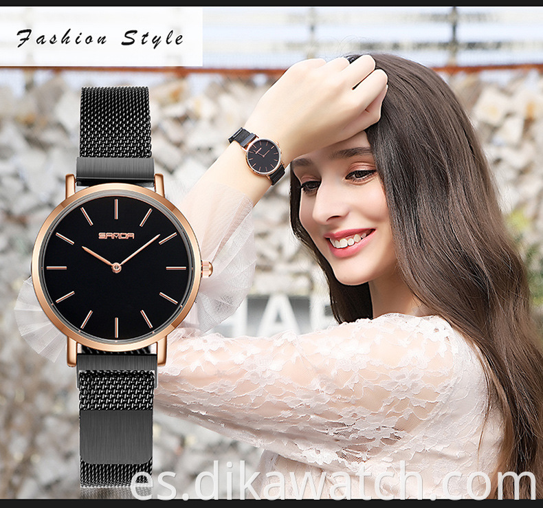 SANDA 255 nuevo reloj de acero inoxidable Douyin el mismo reloj femenino estrellado reloj magnético de hierro para mujer